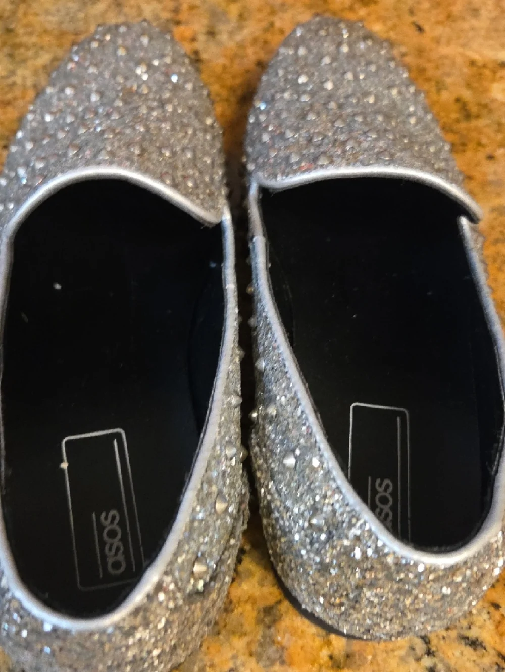 ASOS Men's Silver Crystal-Embellished Slip-On Loafers